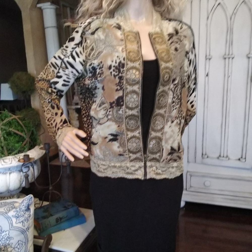 Animal print mesh cardigan